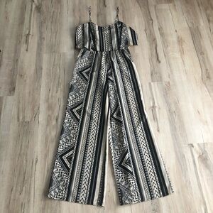 Flying Tomato Black and White Patterned Jumpsuit